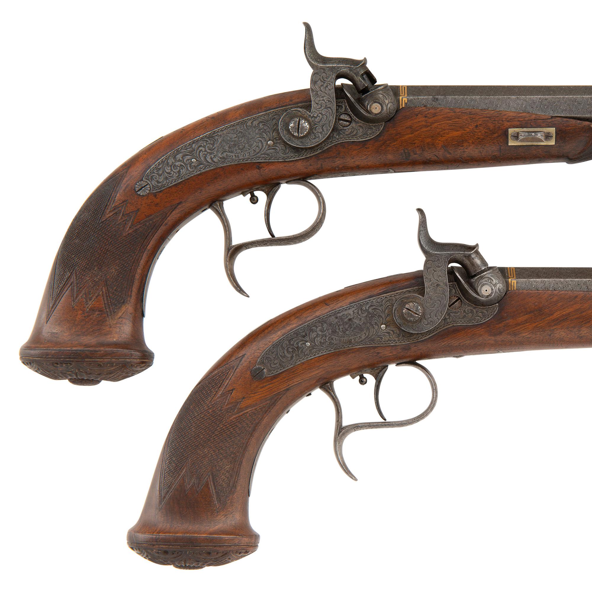 Pair of Austrian Percussion Target Pistols by Mathias Nowotny in Wien