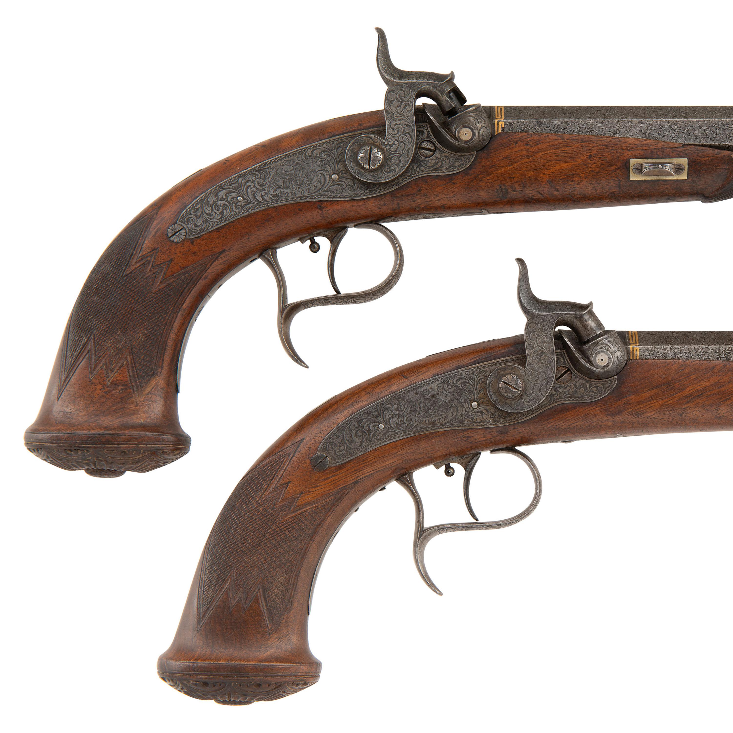 Pair of Austrian Percussion Target Pistols by Mathias Nowotny in Wien
