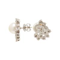 CULTURED PEARL AND DIAMOND STUD EARRINGS