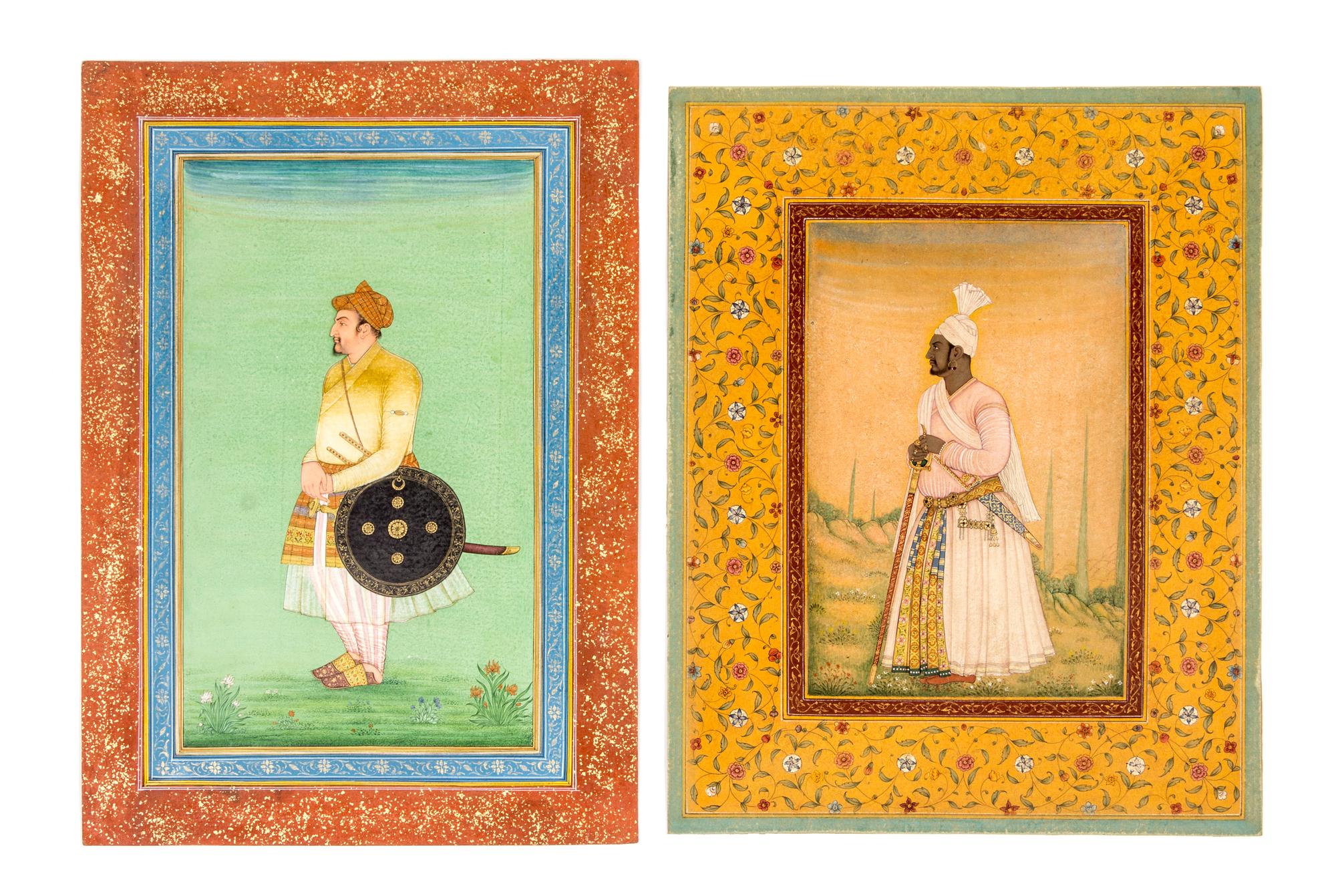 Seven Mughal Paintings Largest 19 1/4 x 13 3/8 inches (image).