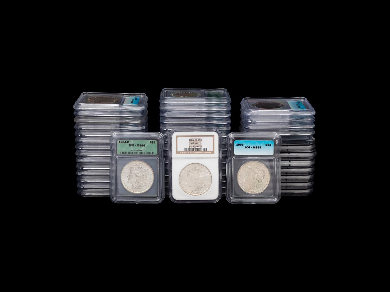 A Collection of Forty-Four Graded Morgan $1 Coins