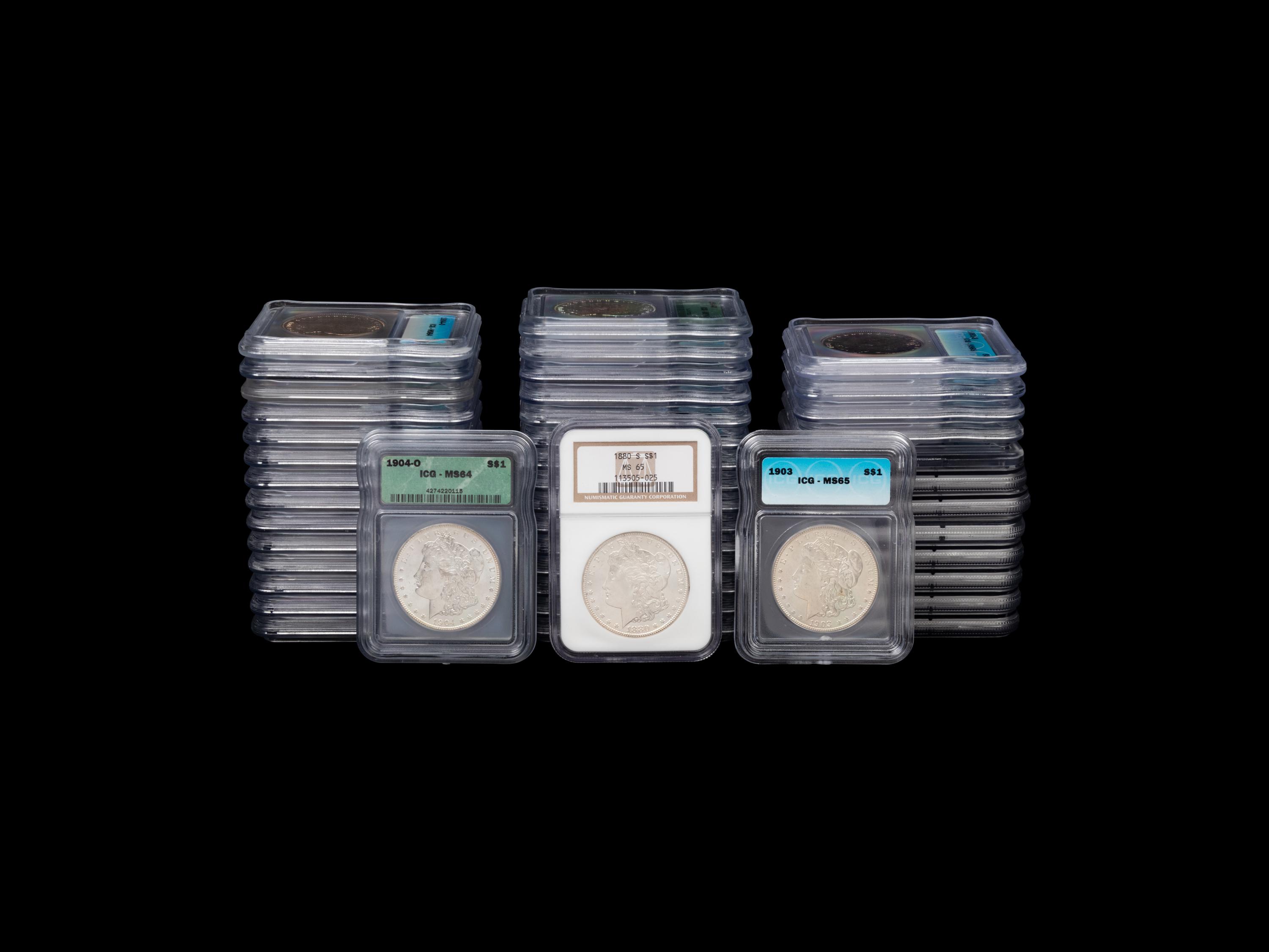 A Collection of Forty-Four Graded Morgan $1 Coins