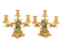 A Pair of Louis XV Ormolu-Mounted Chinese Export Porcelain Candelabra