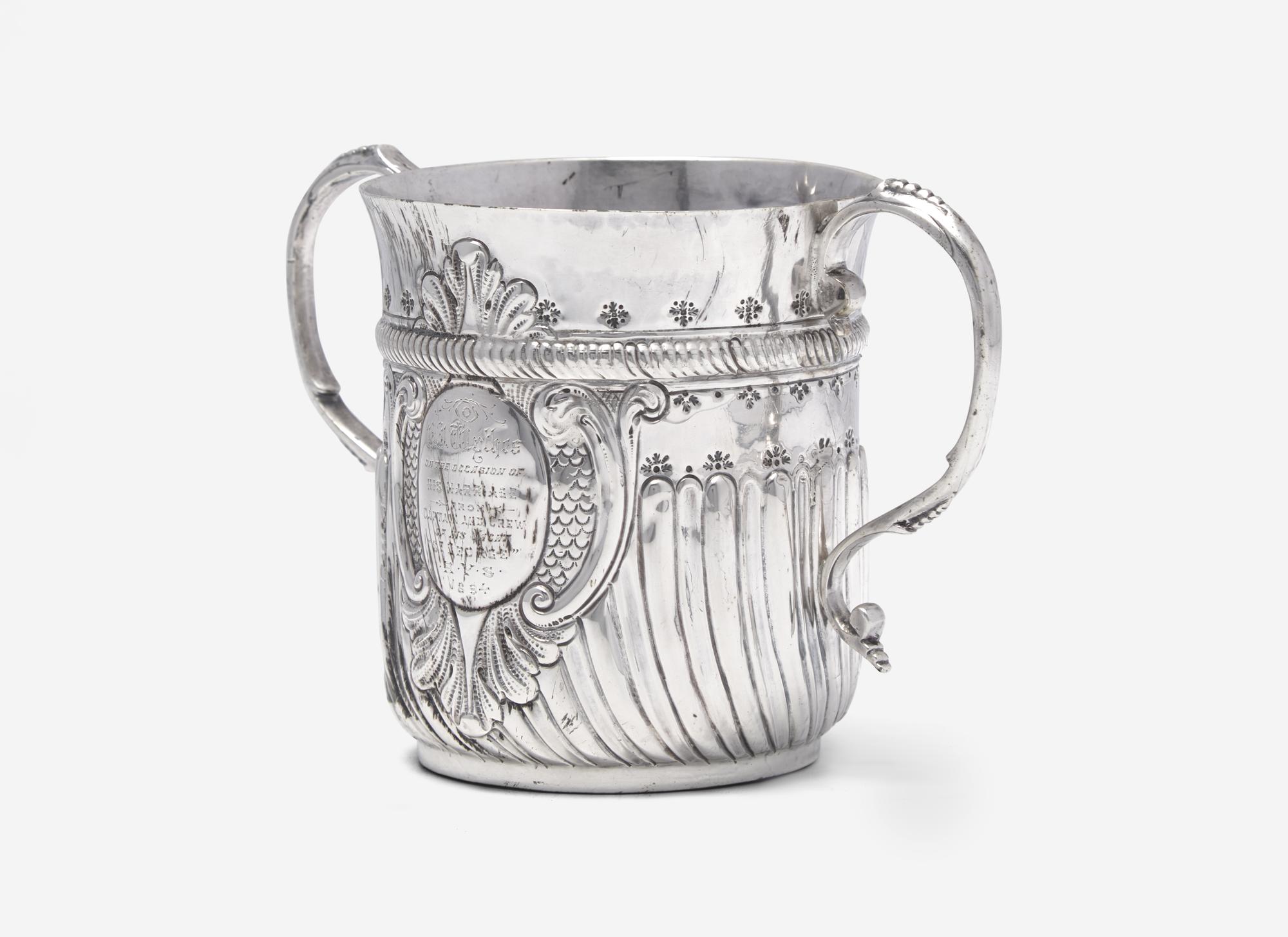 A Queen Anne Britannia Silver Caudle Cup
