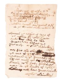 [COLONIAL]. Manuscript signed by Thomas HINCKLEY (1618-1706), last Governor of Plymouth Colony, and Nathaniel MORTON (1613-1685), Plymouth Colony secretary and historian.