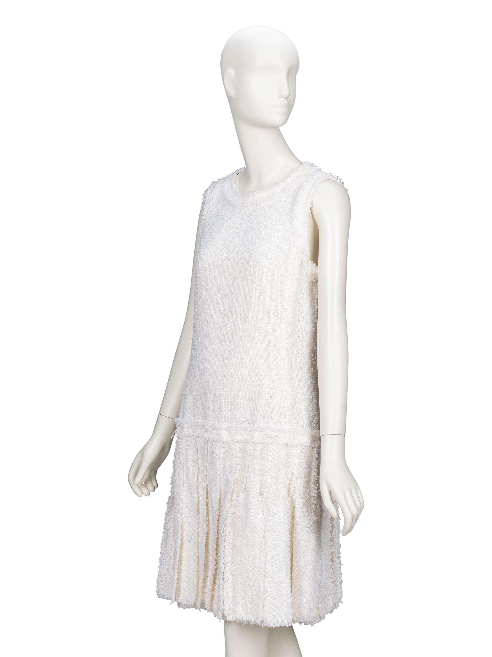 Chanel, White Cotton Tweed Dress