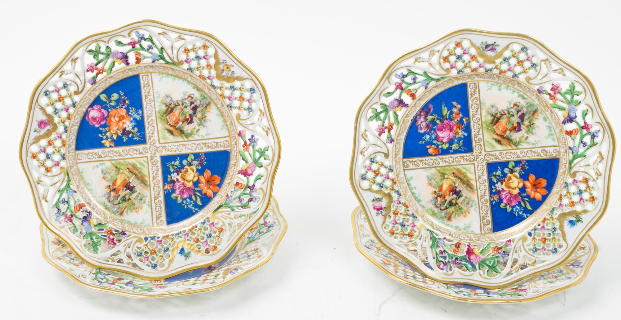 A Set of Seventeen Pierced Dresden Porcelain Plates Diameter 8 1/2 inches. — 19TH/20TH CENTURY