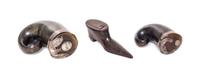 Three English or Scottish Snuff Boxes, 18th/19th Century, comprising two of horn form mulls, one inscribed A*GUN/1797, and one of shoe