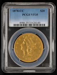 A United States 1878-CC Liberty Head $20 Gold Coin