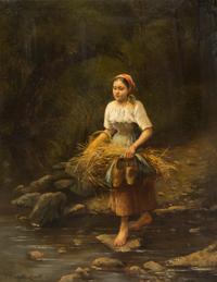 Louis Simon Cabaillot Lassalle, (French, 1810-1870), Stepping Stones