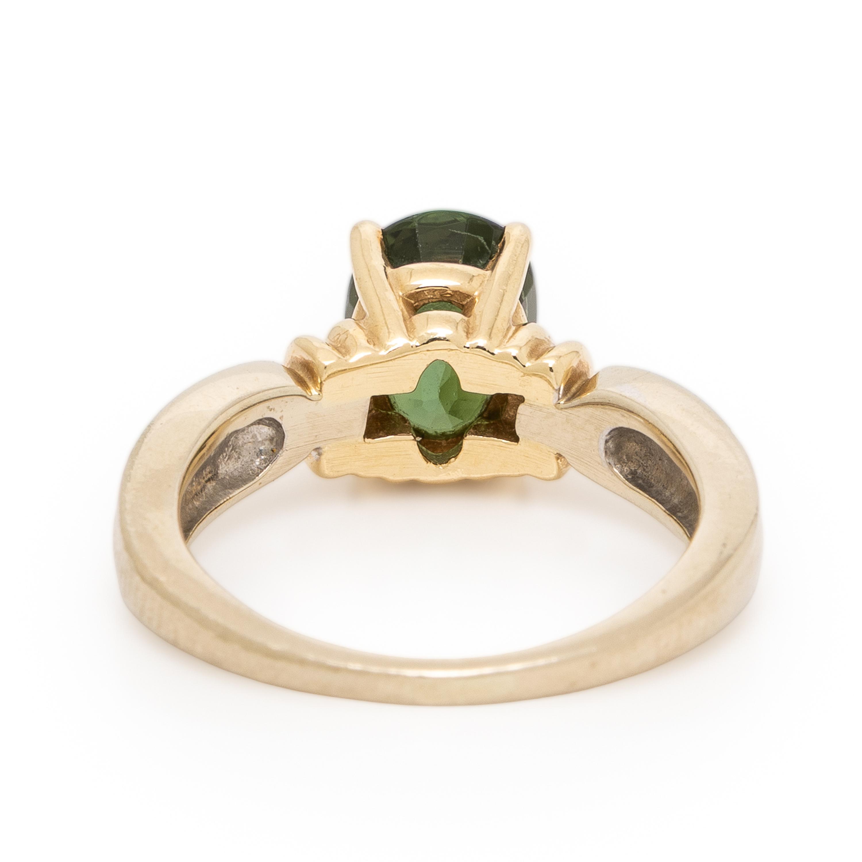 Green Tourmaline and Bicolor Gold Ring