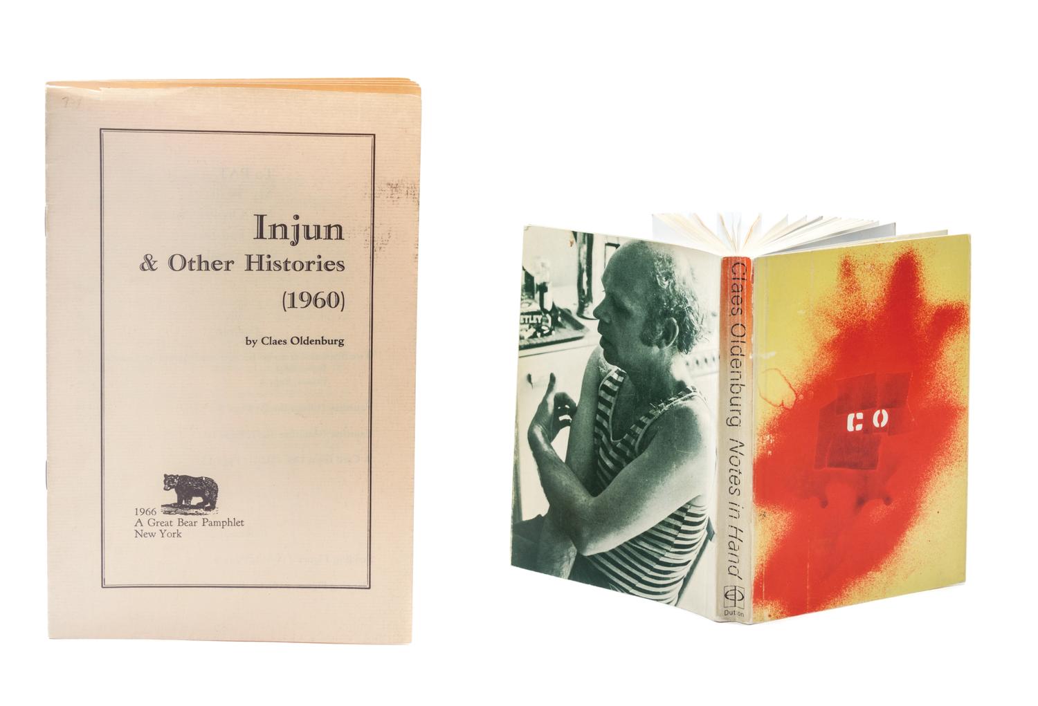 OLDENBURG, CLAES. 2 works, Injun & Other Histories (NY, 1966) and Notes in Hand (NY, 1971).