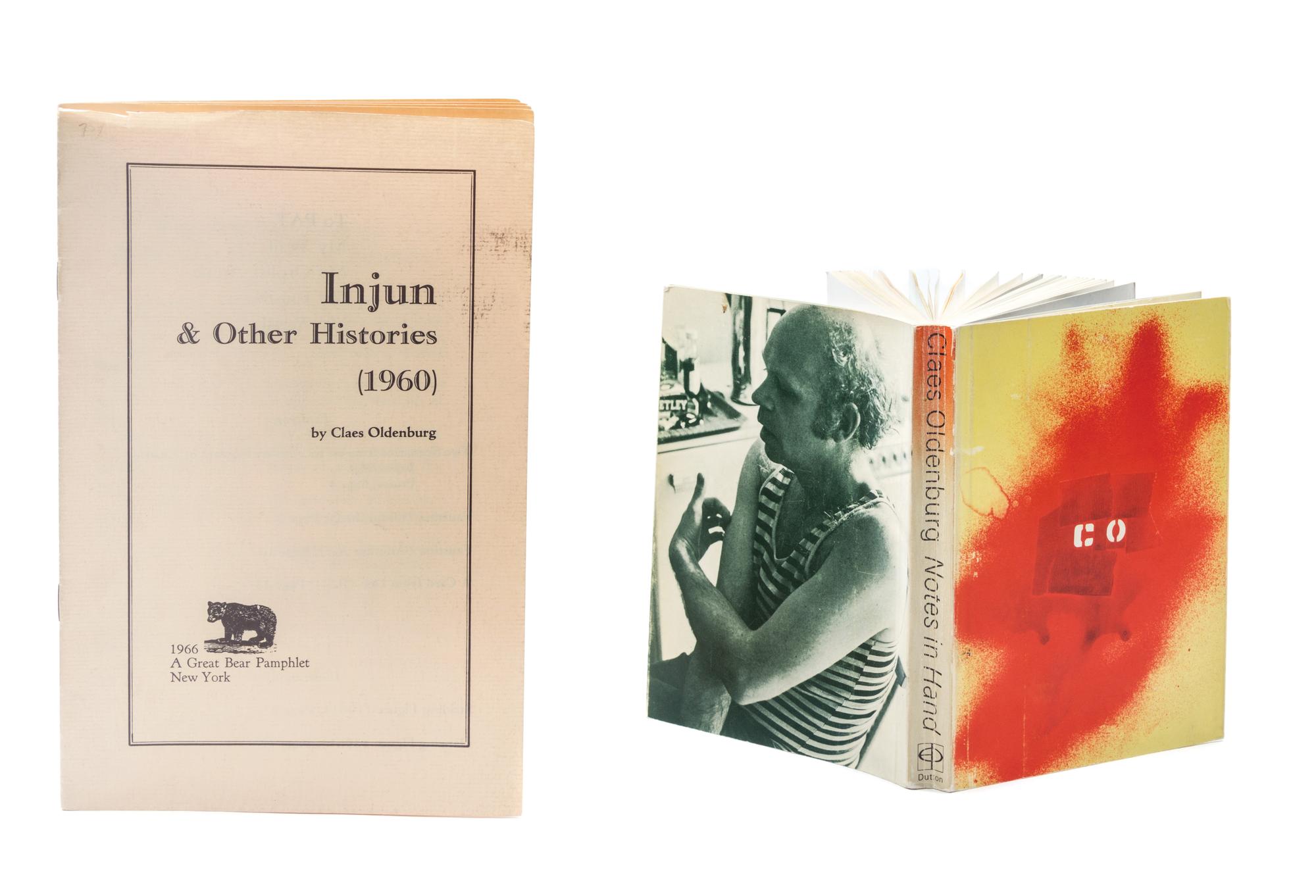 OLDENBURG, CLAES. 2 works, Injun & Other Histories (NY, 1966) and Notes in Hand (NY, 1971).