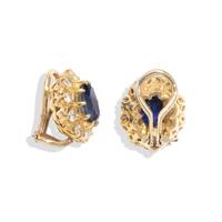 SYNTHETIC SAPPHIRE AND DIAMOND EARRINGS
