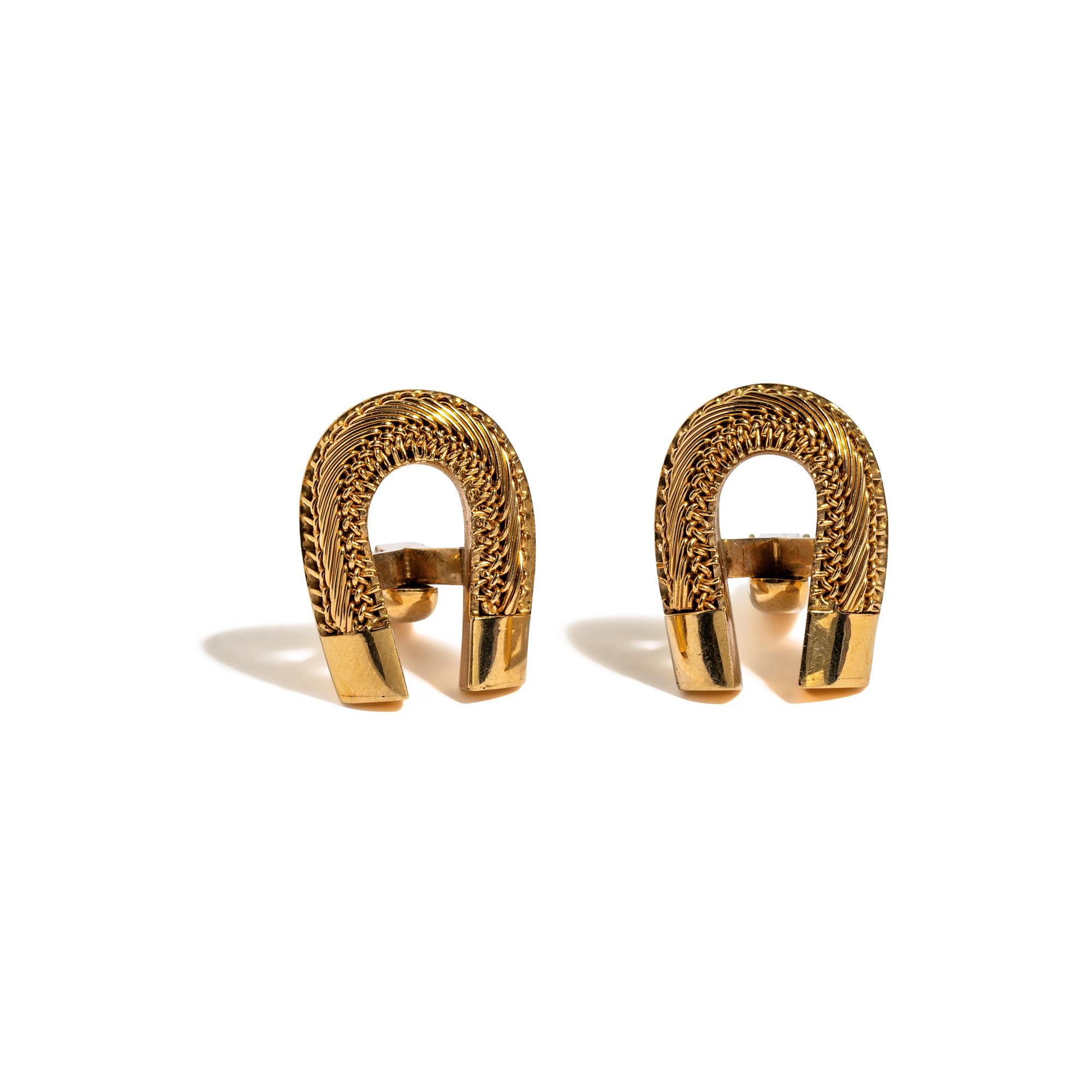 YELLOW GOLD HORSESHOE CUFFLINKS