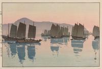 Hiroshi Yoshida, (1876-1950), Shiraishijima, Kura in Tomonoura, Habor of Tomonoura, Morning of Abuto, Waiting for the Tide, A Calm Day,