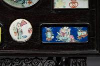 A Chinese Famille Rose Porcelain Inset Hardwood Table Screen