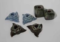 Two Pairs of Haeger Pottery Candle Holders Width of widest 5 3/4 inches.