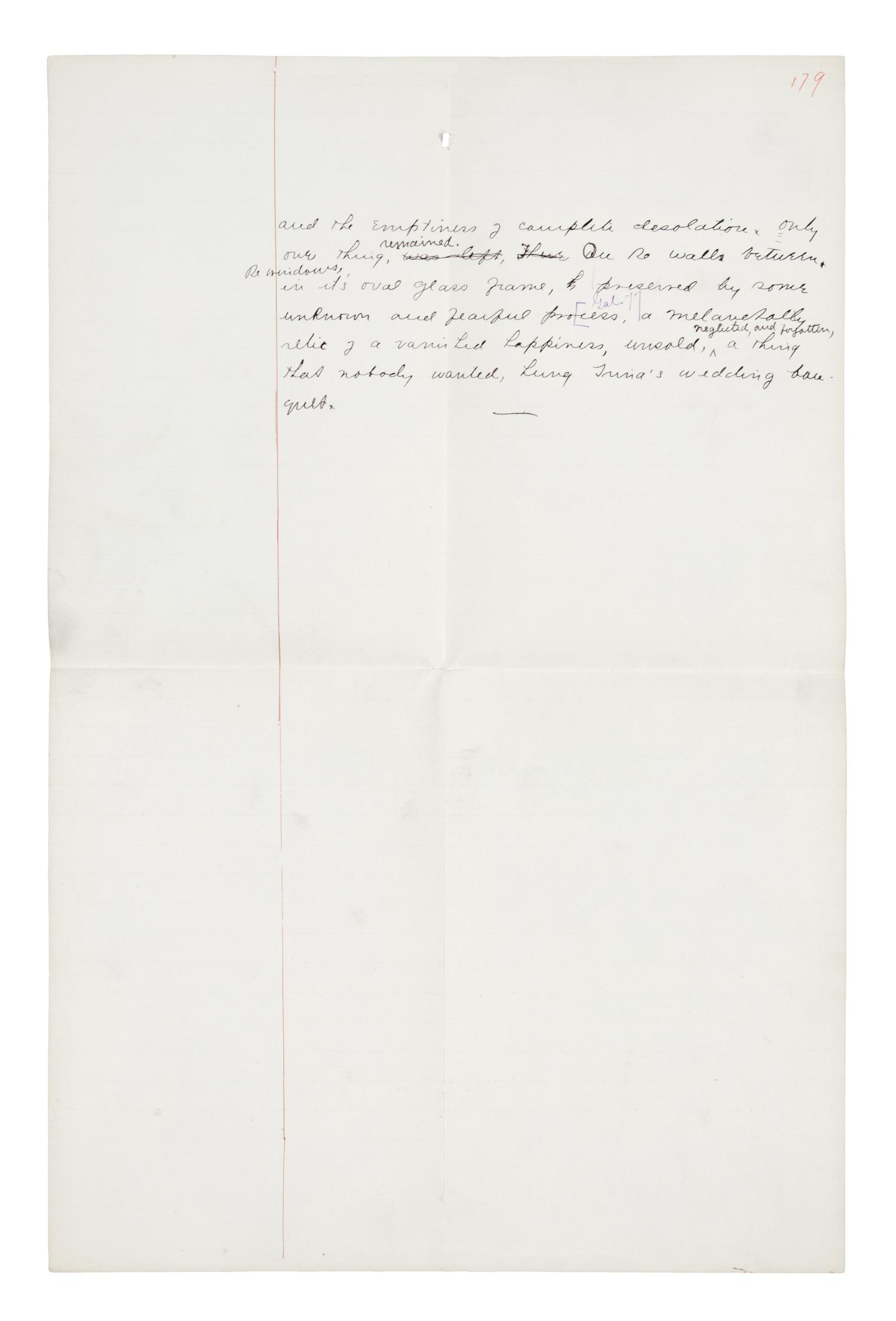 NORRIS, Frank (1870-1902). Manuscript leaf, comprising 6 1/4 lines on a full ledger sheet.