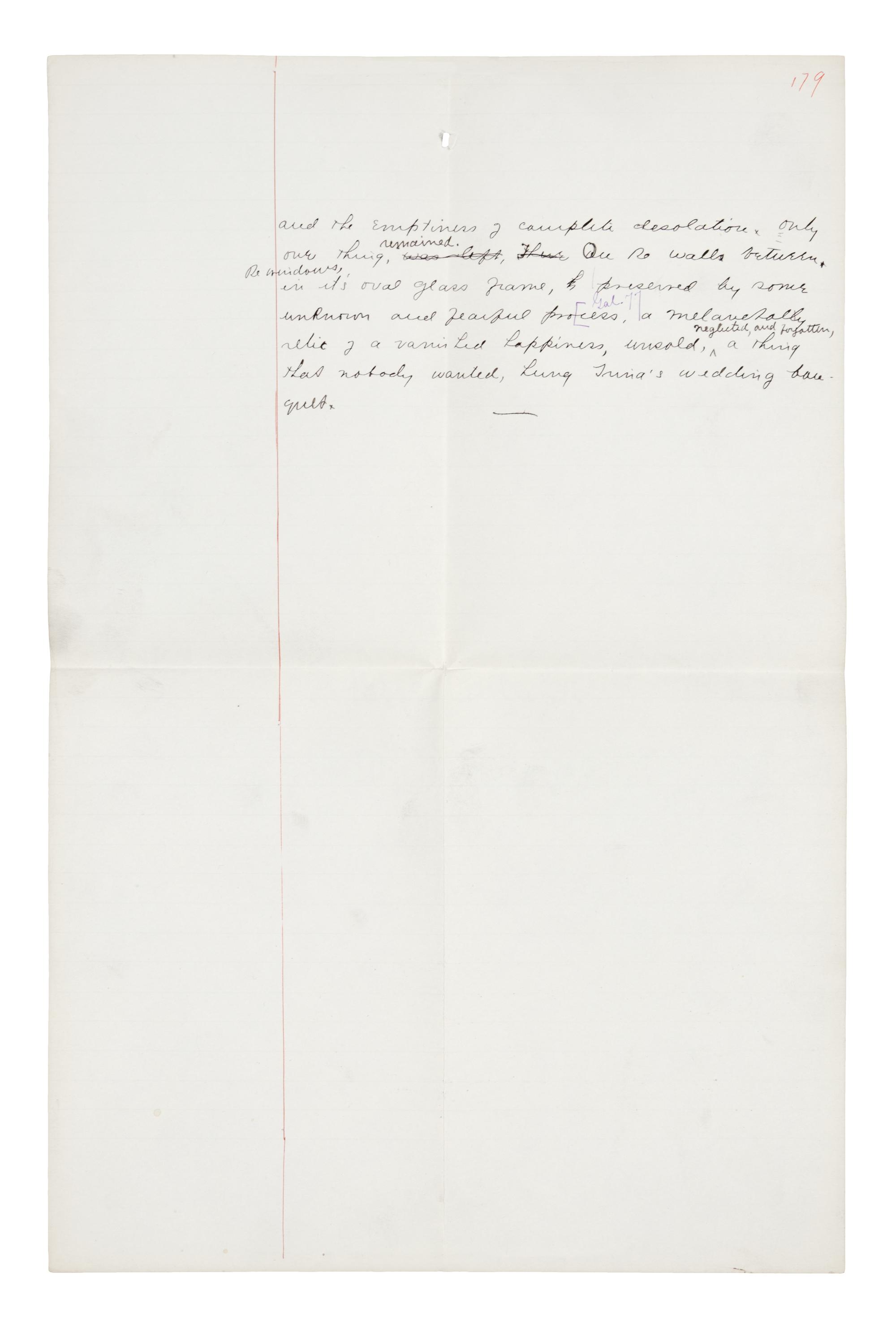 NORRIS, Frank (1870-1902). Manuscript leaf, comprising 6 1/4 lines on a full ledger sheet.