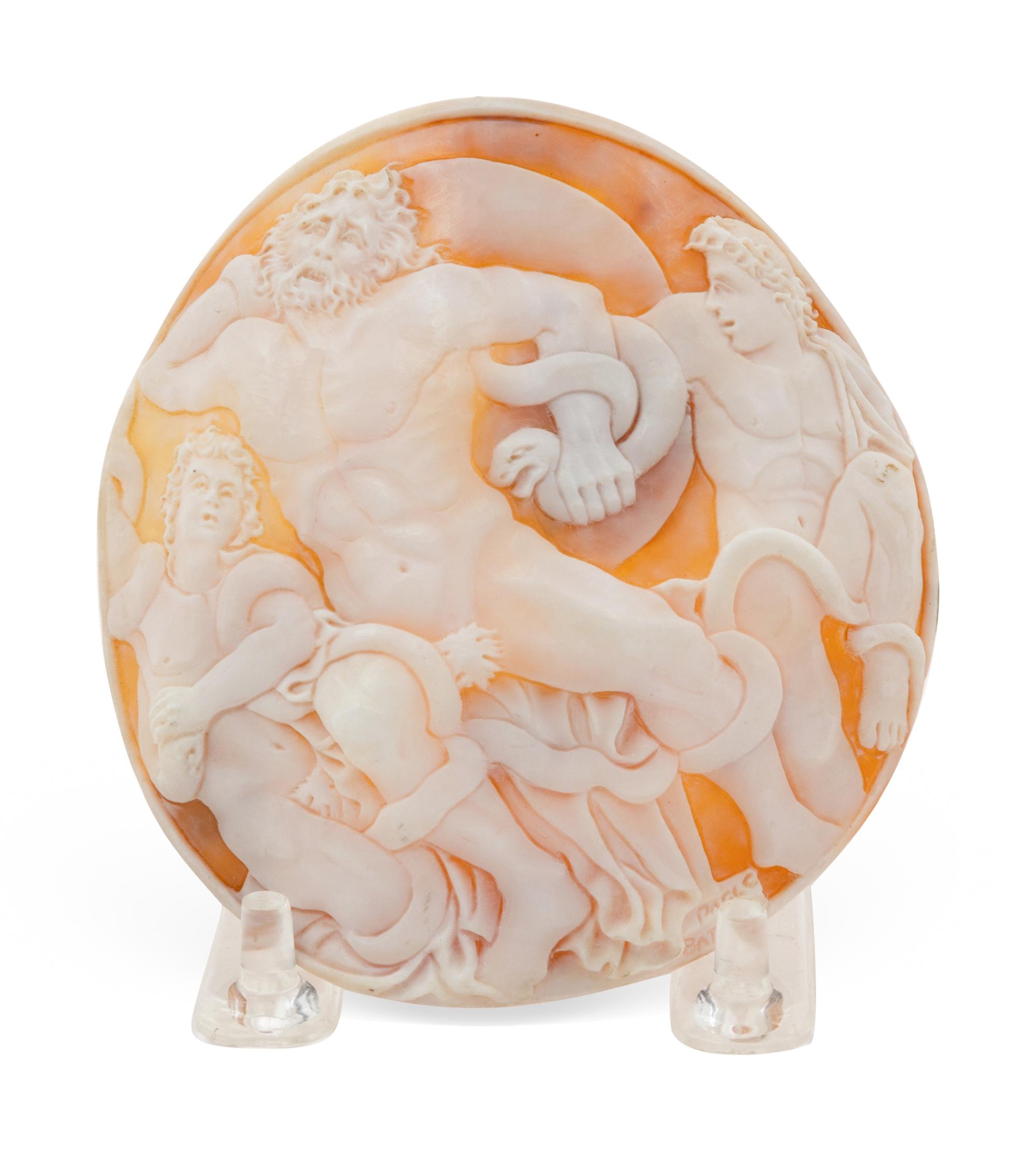 A Shell Cameo Depicting Laocoön and His Sons