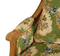 A Pair of Louis XVI Style Upholstered Chairs with Ottoman — 20TH CENTURY