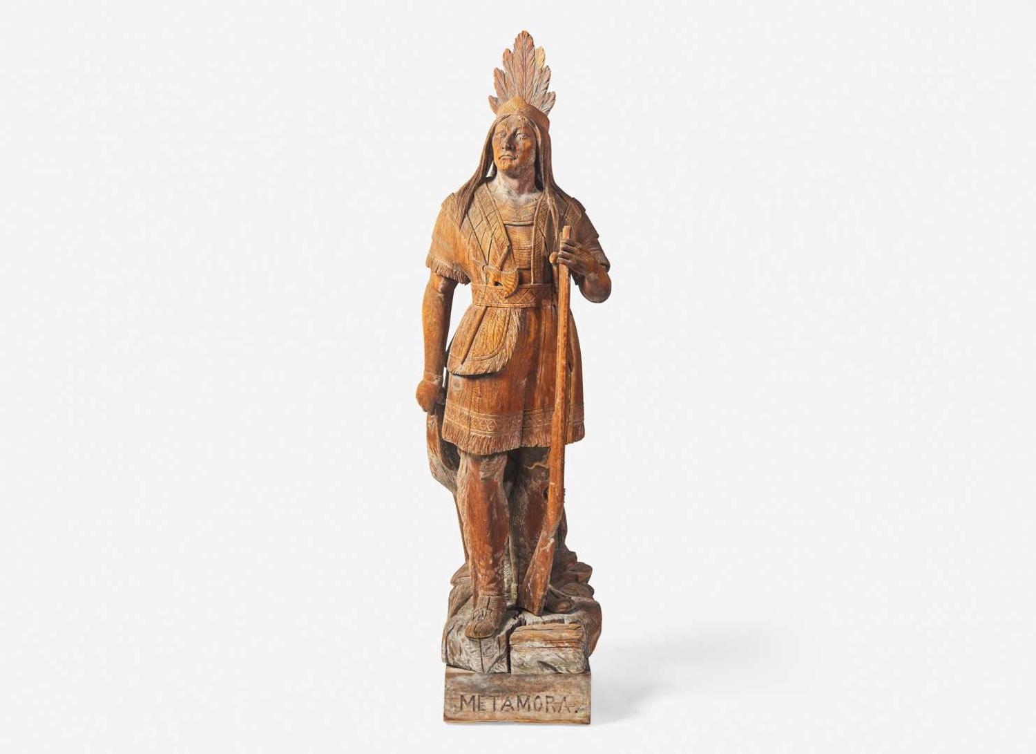 A carved tobacconist figure of the actor Edwin Forrest (1806-1872) in his role as Metamora from "King of the Wampanoags," circa 1860