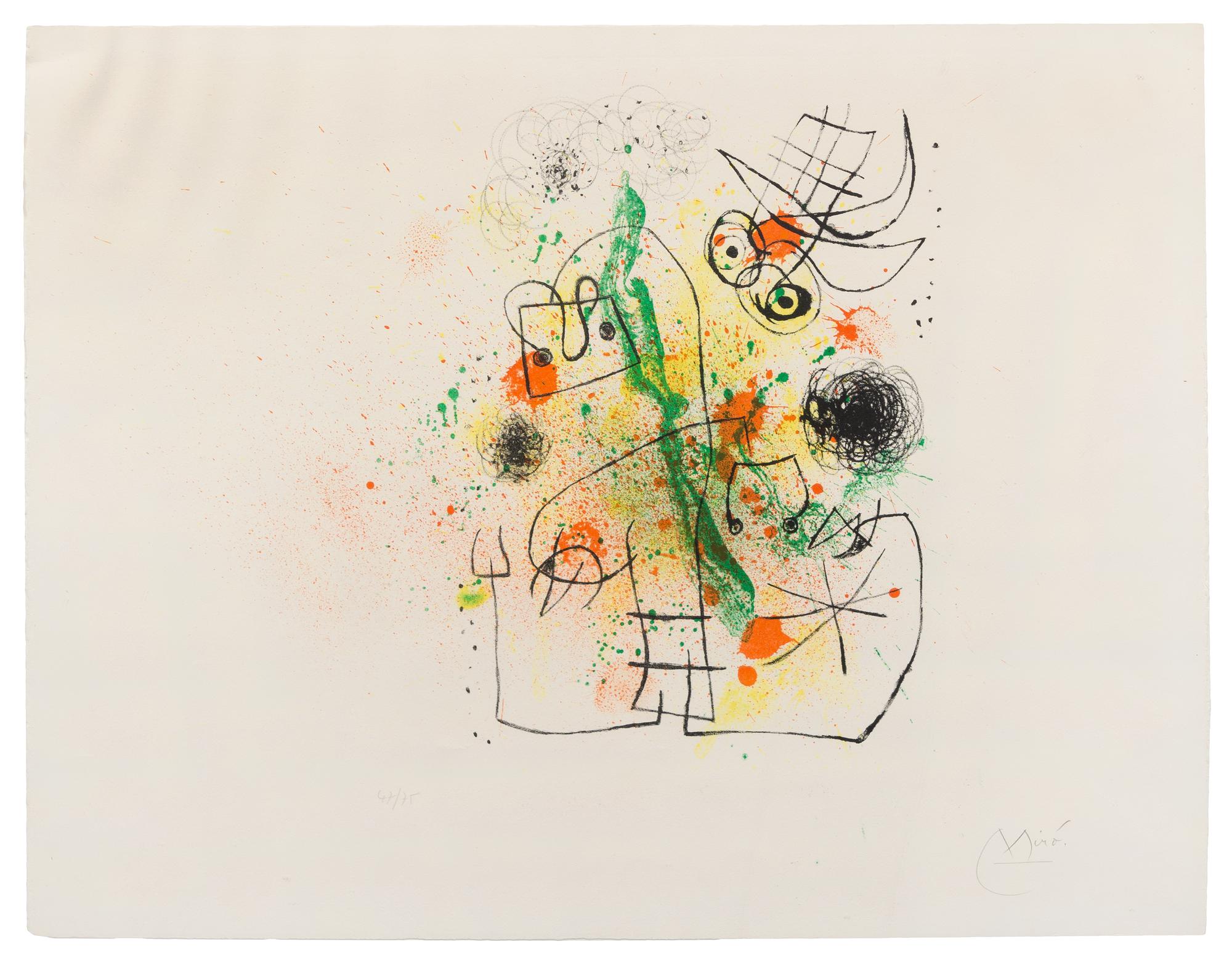 Joan Miro, (Spanish, 1893-1983), Woman and Bird in Torment, 1967