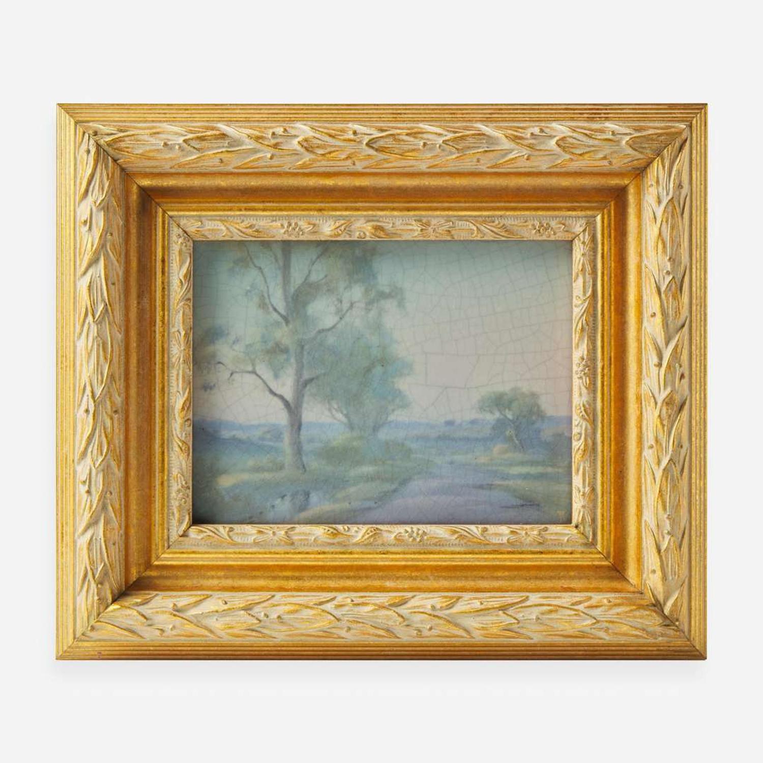 Fred Rothenbusch (American, 1876-1937) Two Scenic Vellum Plaques, Rookwood Pottery, USA, 1920 and 1924