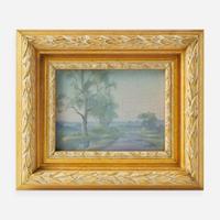 Fred Rothenbusch (American, 1876-1937) Two Scenic Vellum Plaques, Rookwood Pottery, USA, 1920 and 1924