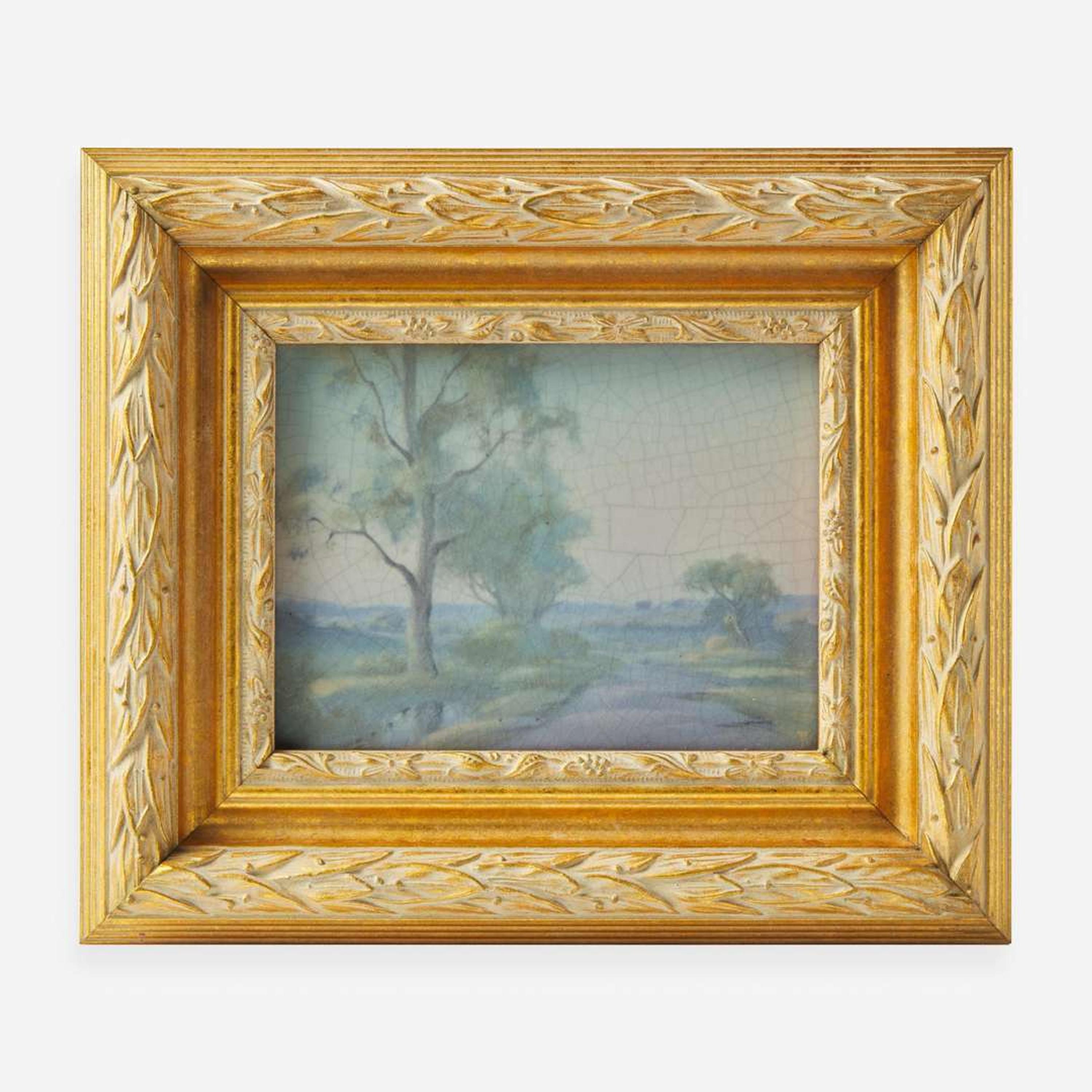 Fred Rothenbusch (American, 1876-1937) Two Scenic Vellum Plaques, Rookwood Pottery, USA, 1920 and 1924