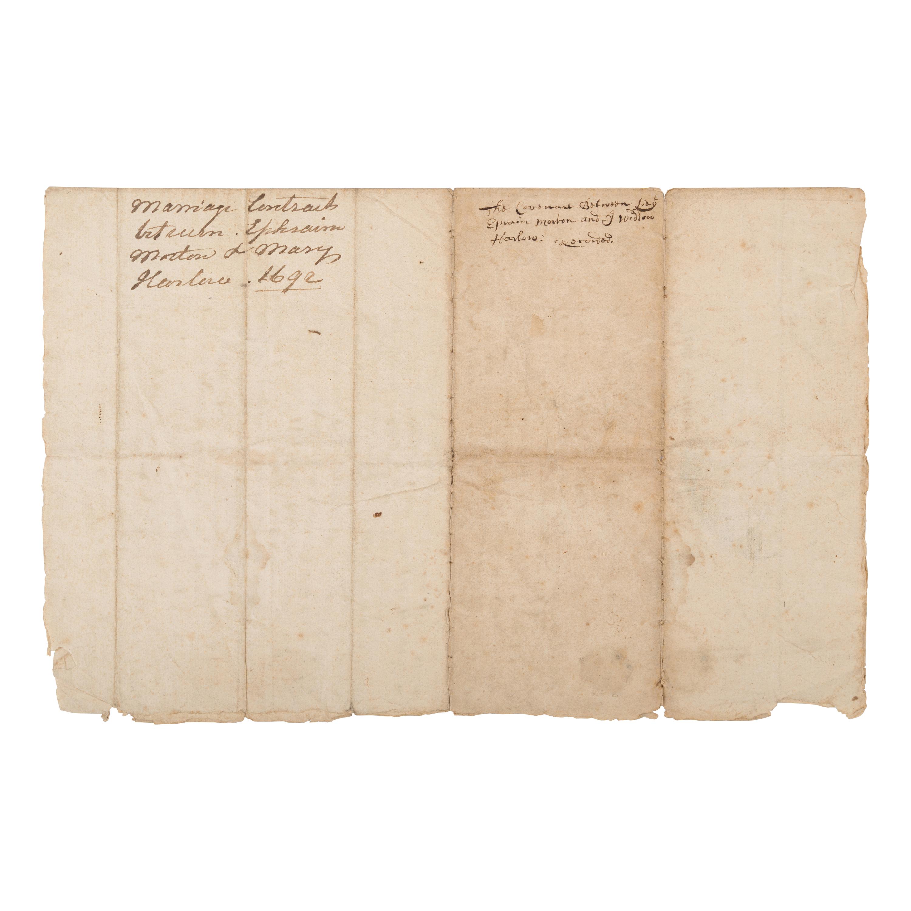 [Plymouth Colony]. Manuscript document, Plymouth, MA, 11 October 1692.