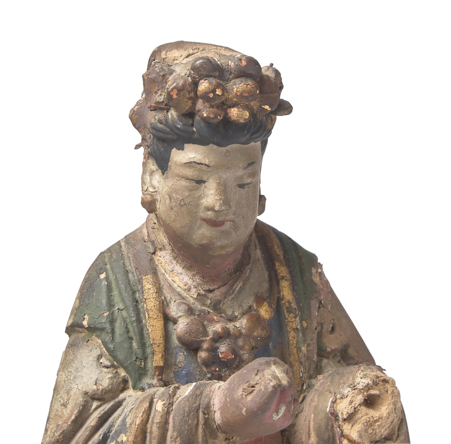 A Chinese Painted Stucco Figure, Probably Ming Dynasty