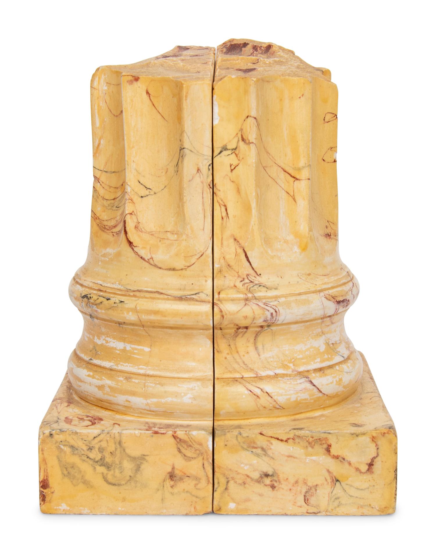 A Pair of Faux Marble Painted Columnar-Form Bookends