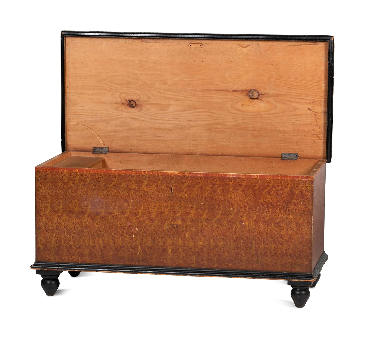 A Late Federal Country Red and Yellow Sponge-Decorated Blanket Chest