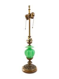 A Murano Glass, Bronze and Onyx Table Lamp