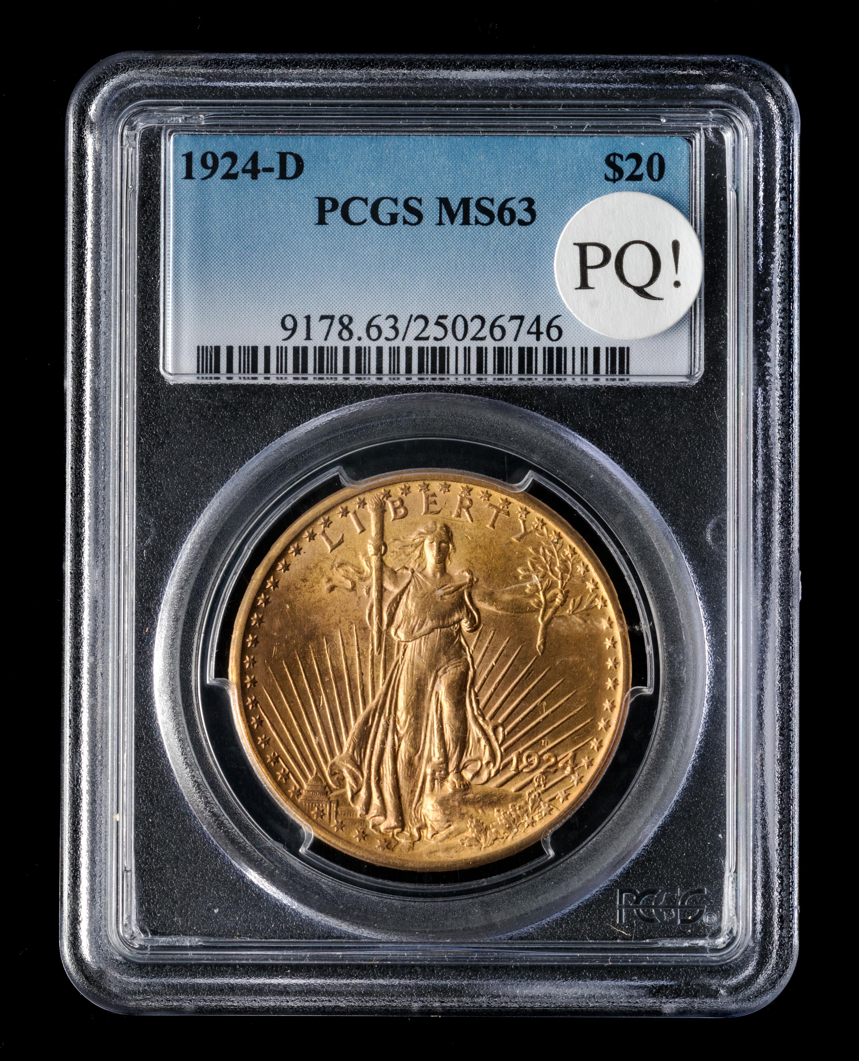 A United States 1924-D St. Gaudens $20 Gold Coin