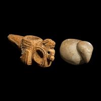 Two Costa Rican Stone Zoomorphic Mace Heads