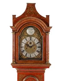 An English Red Japanned Tall Case Clock