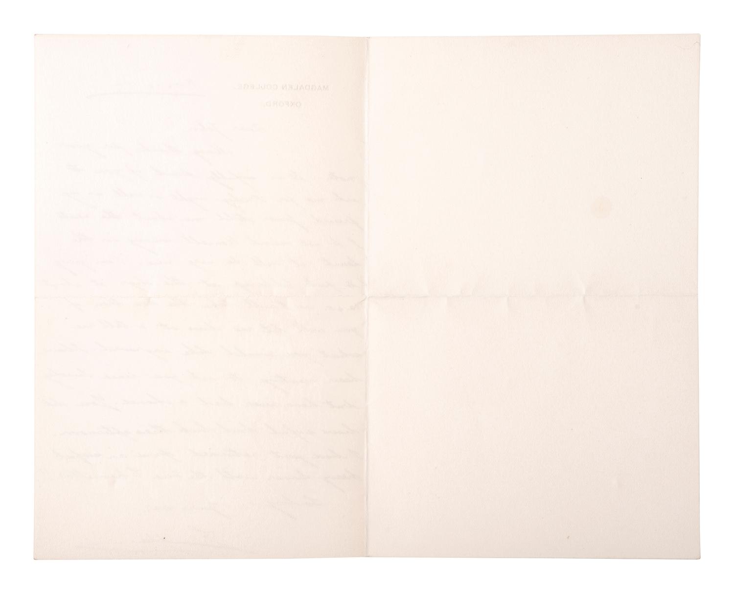 [ROYALTY]. WINDSOR, Edward, Duke of (1894-1972). Autograph letter signed ("Eddie"), as Prince of Wales. Oxford, 14 November 1912.