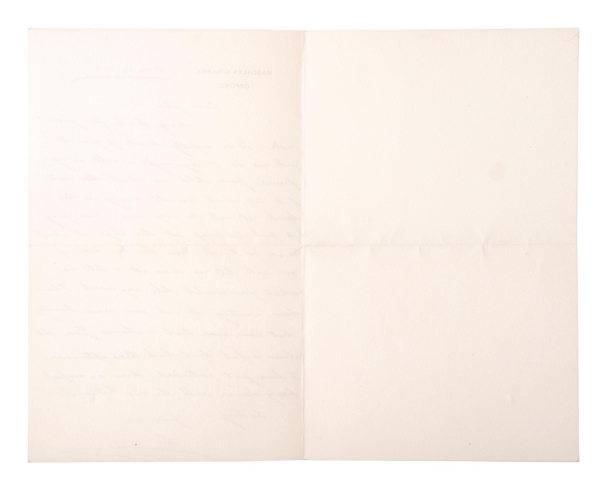 [ROYALTY]. WINDSOR, Edward, Duke of (1894-1972). Autograph letter signed ("Eddie"), as Prince of Wales. Oxford, 14 November 1912.
