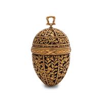 A German Gold Mounted Agate Egg-Form Nécessaire