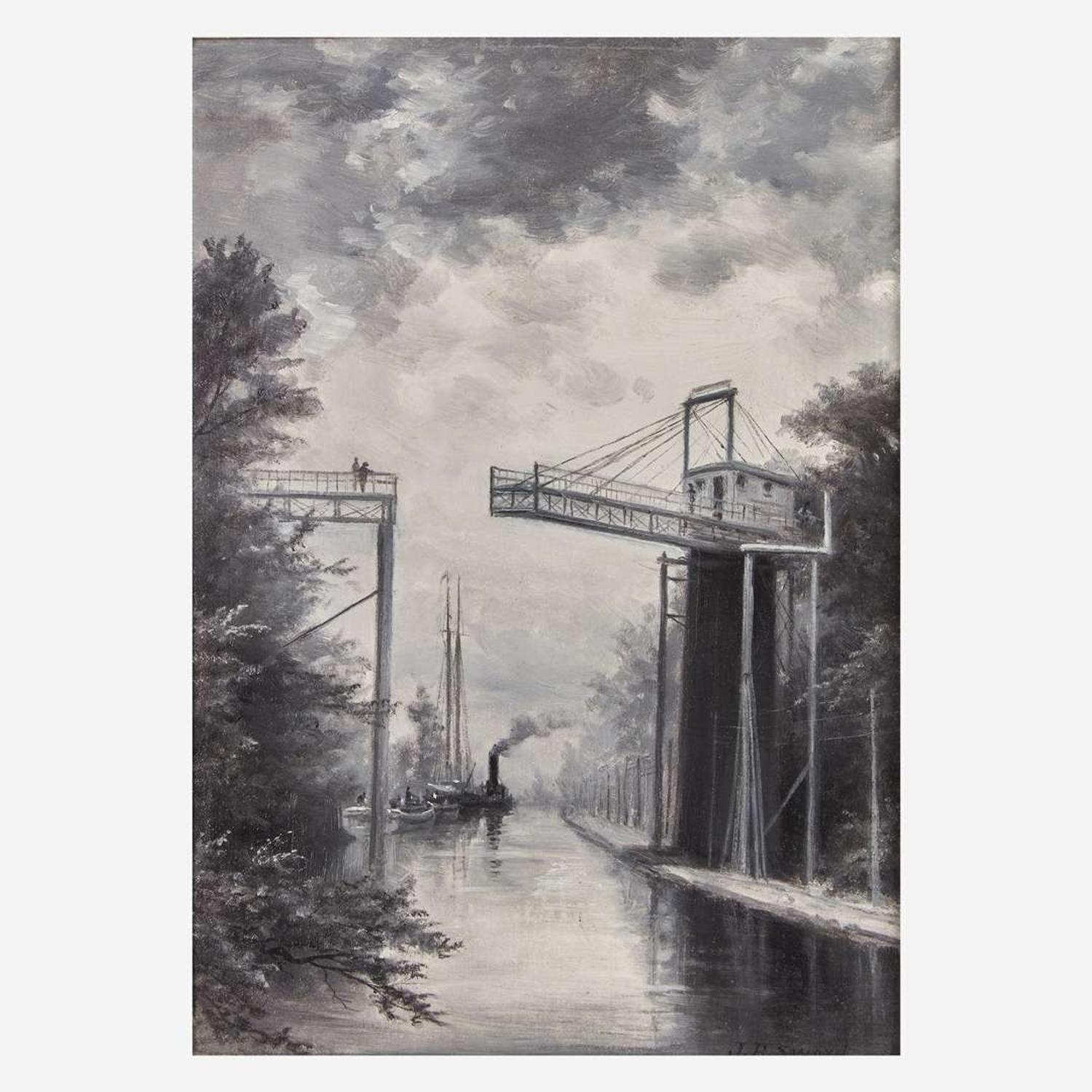 James Brade Sword (American, 1839-1915) Delaware Canal Bridge