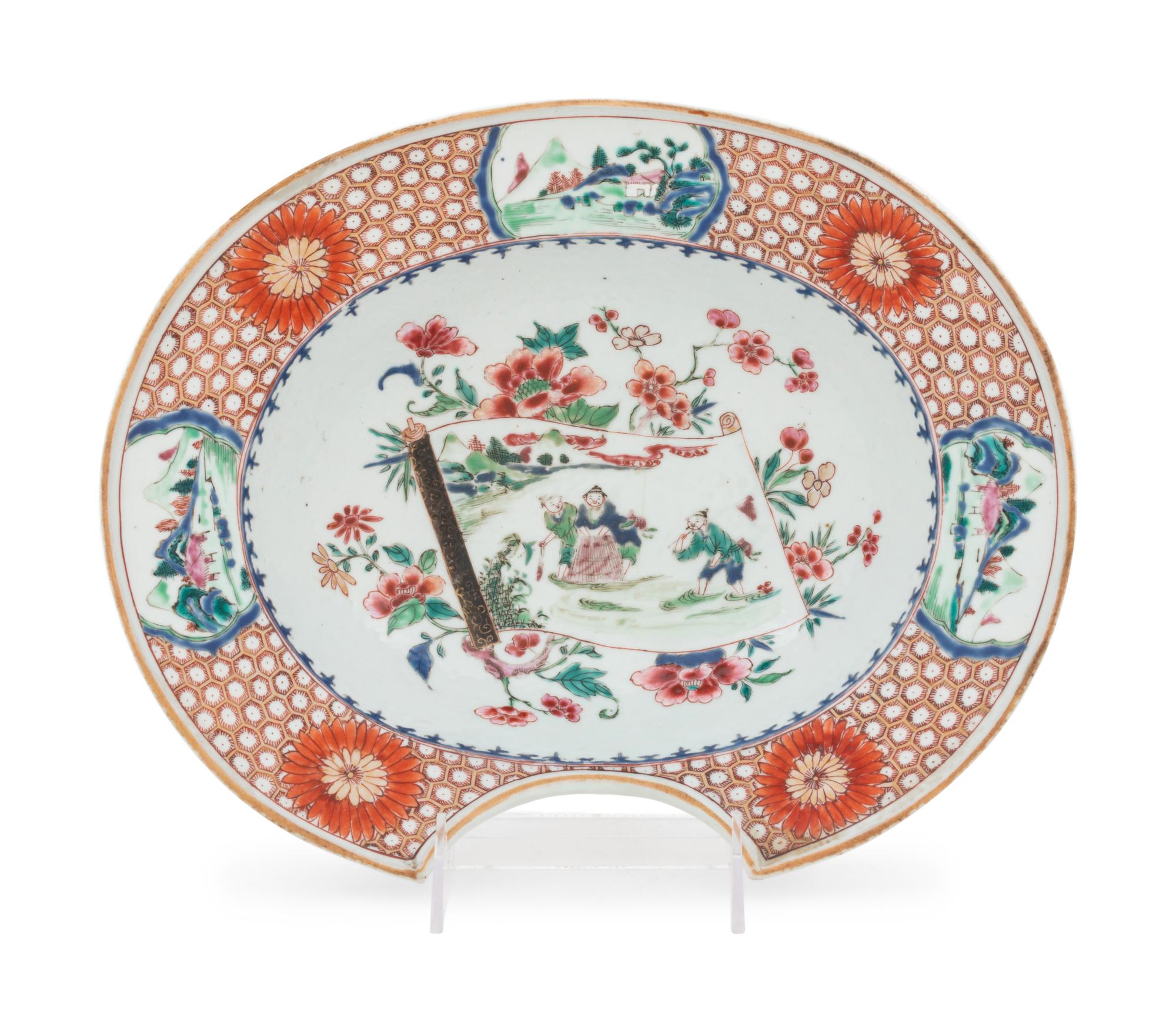 A Chinese Export Famille Rose Porcelain Barber's Basin