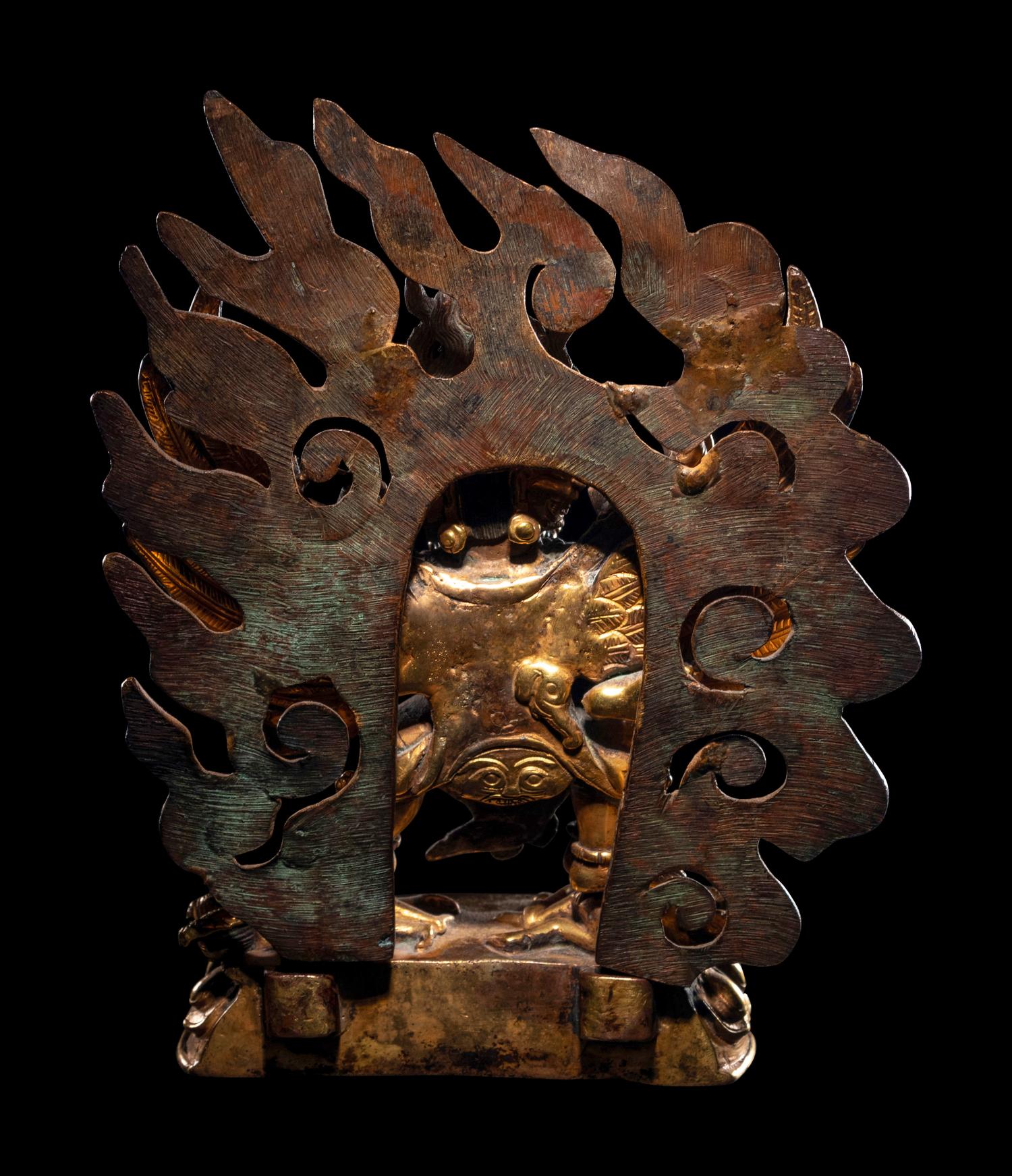 A Sino-Tibetan Gilt Bronze Figure of Hayagriva