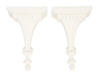 A Pair of Neoclassical Style White Composition Wall Brackets — 20TH CENTURY