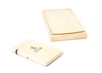 Two Ivory Cases, Width of first 6 inches.