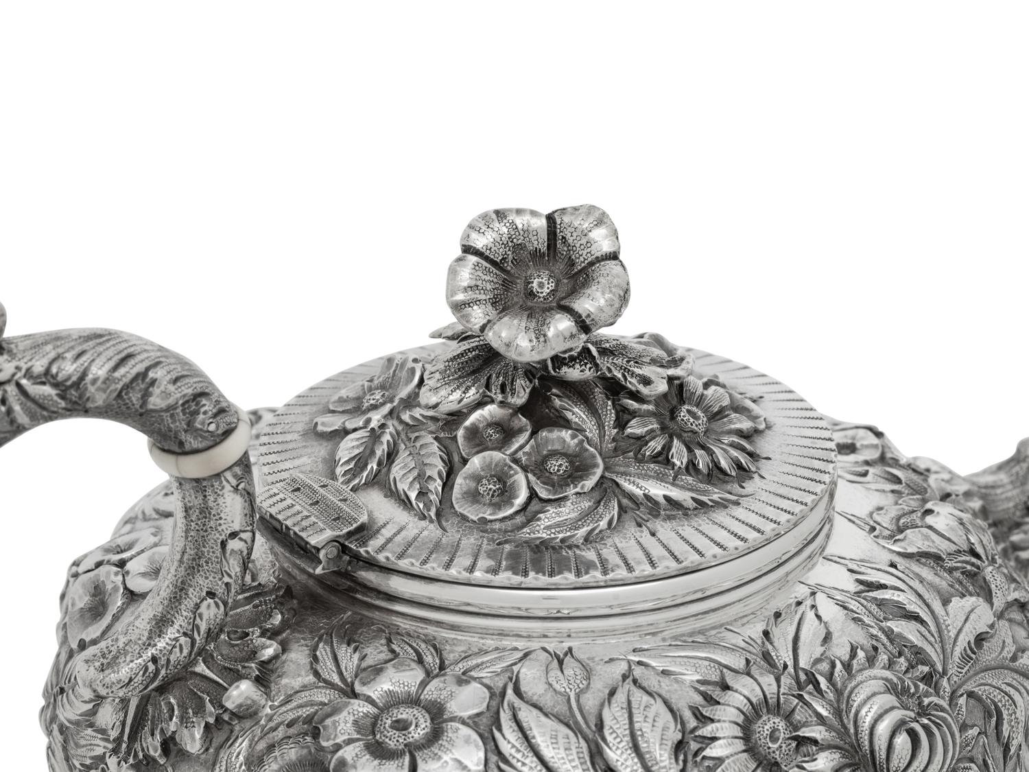 An S. Kirk and Son Silver Repousse Four-Piece Tea and Coffee Service
