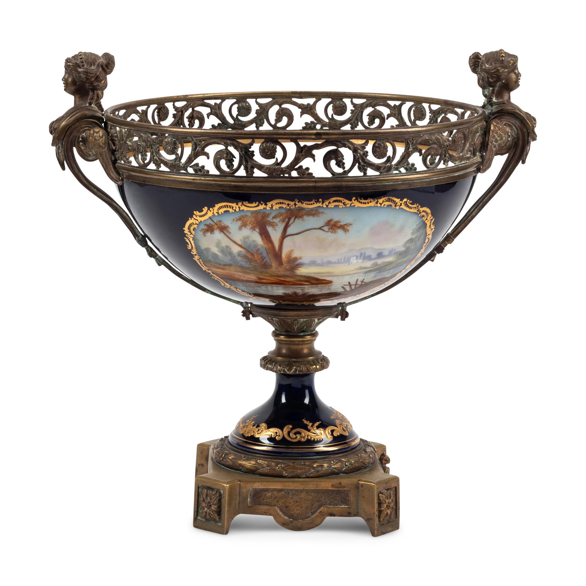 A Gilt Bronze Mounted Sèvres Style Porcelain Center Bowl