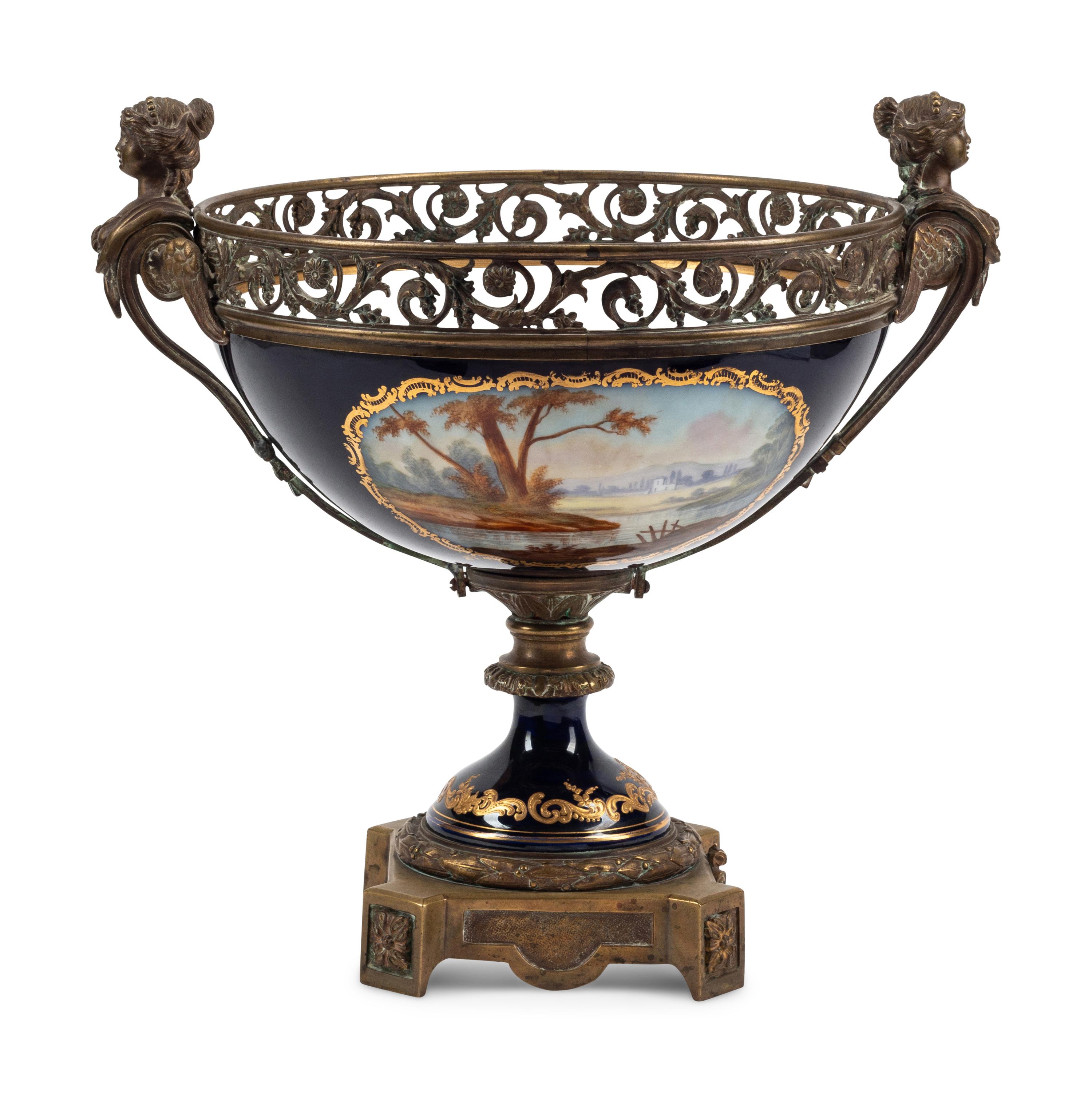 A Gilt Bronze Mounted Sèvres Style Porcelain Center Bowl